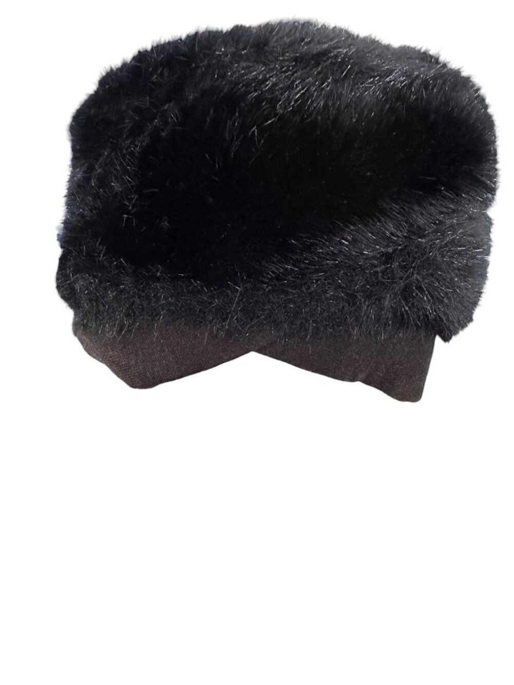 Vintage 1950s 1960s Black Faux Fur Toque Cossack Pillbox Hat 22 Inch - Picture 4 of 9